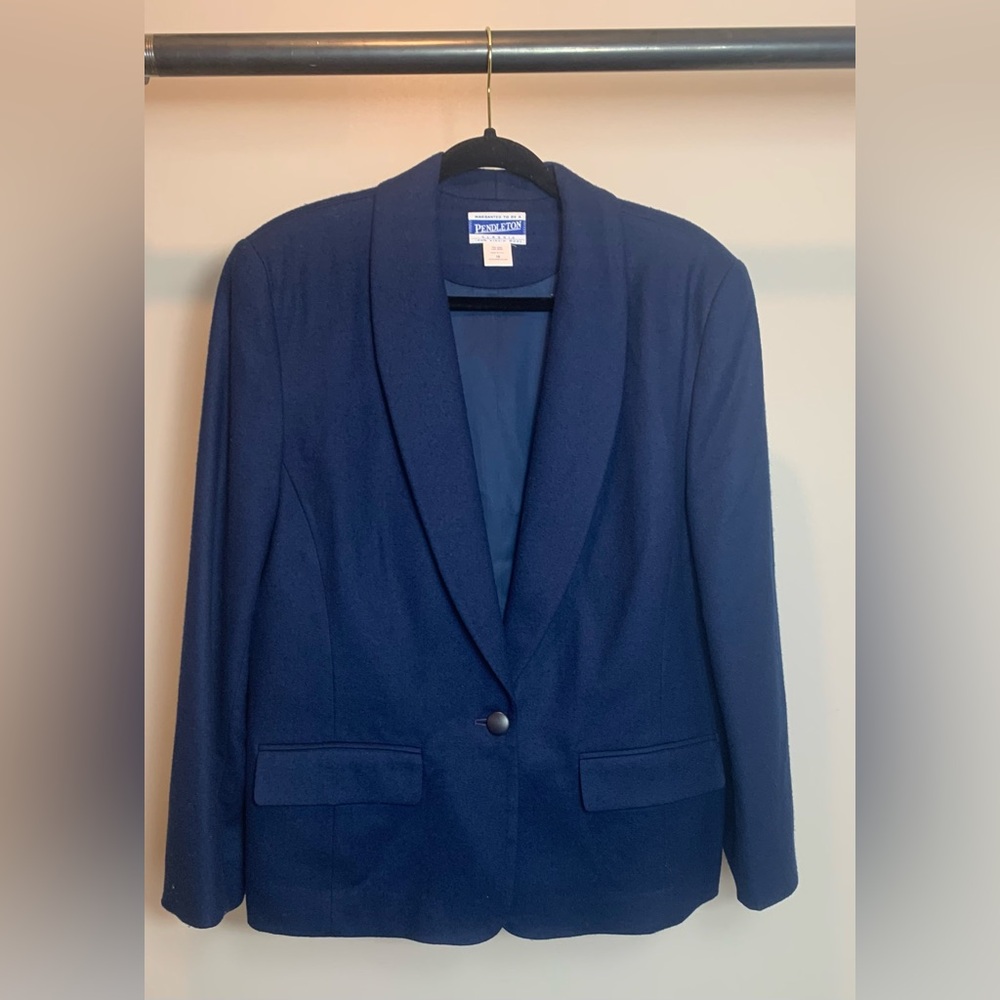 Pendleton Classic Wool Blazer Blue Lined Long Sle… - image 1